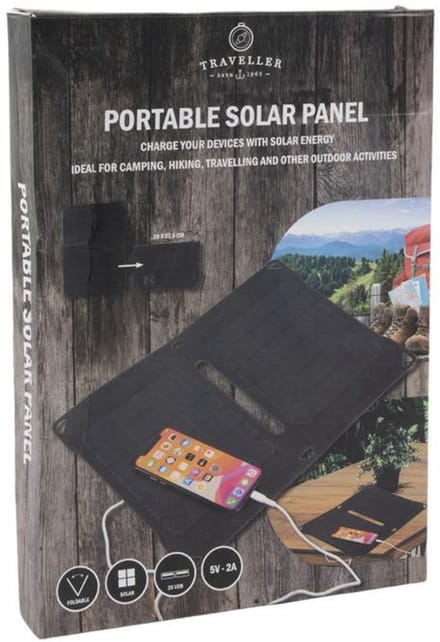 Draagbaar zonnepaneel met 2 USB aansluitingen 38x27,5cm