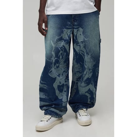 Western Grafische Balloon Fit Jeans | Stonewash | Size 36R