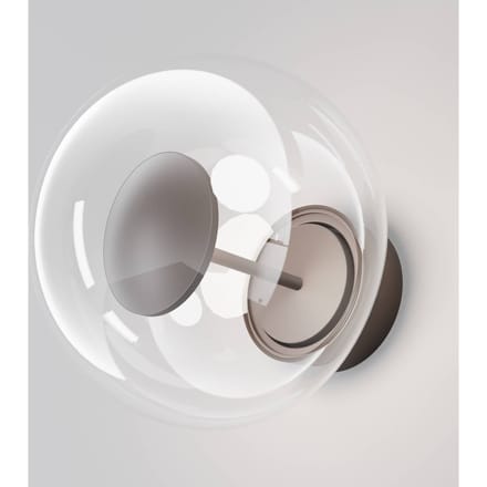 Maytoni LED buiten wandlamp Velora, bruin/transparant, Ø 20 cm, glas, IP54