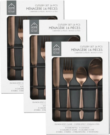Home Deco Factory Bestekset Tableware Collection - 48 delig - koper - RVS - 12 personen