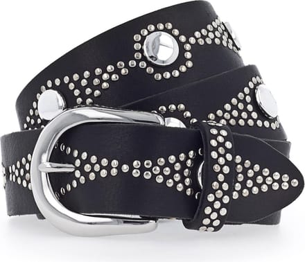 b.belt Leren Riem Nietengürtel W100 Black Zwart