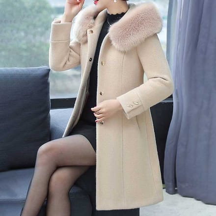 Middelbare Vrouwen Winter Nerts Fluweel Jas Herfst en Winter 40 Jaar Oud 50 Middelbare Vrouwen Moeder Wollen Jas XL beige