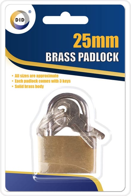DID Hangslot met 3 sleutels - 3 cm - messing