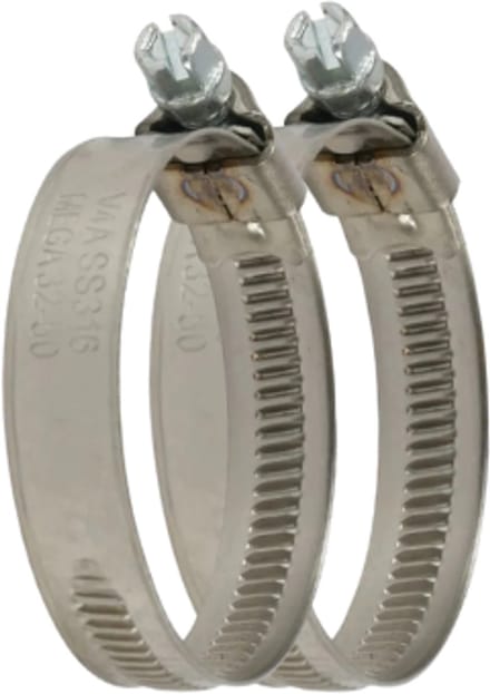 2 x RVS 316 Slangklem 20 mm x 32 mm zeewaterbestendig W5