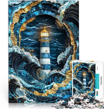 Puzzel 1000 Stukjes - Volwassen Puzzel - Ontspanning Thuis - Gedetailleerd Ontwerp - 52 x 38 cm - Vuurtoren Storm