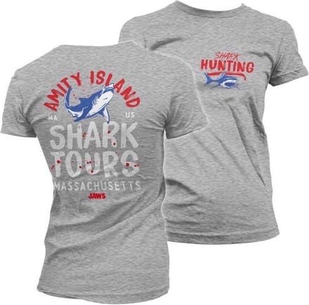 Jaws Dames Tshirt -S- Amity Island Shark Tours Grijs
