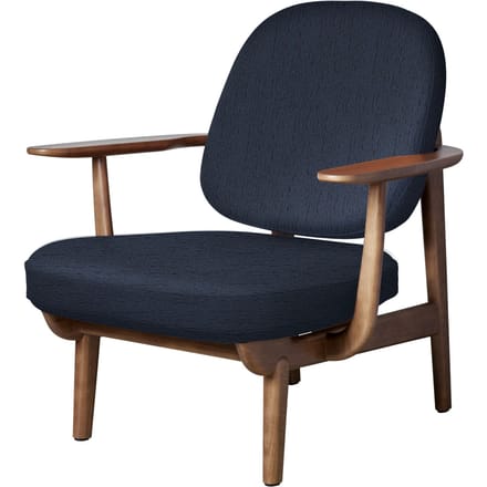 Fritz Hansen Fred Loungefauteuil - JH97 - blauw - eiken walnoot gebeitst