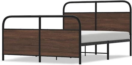 Stalen bedframe - Met hoofdeinde - Slaapkamer Inrichten - Robuuste constructie - 120 x 190 cm - Bruin eiken