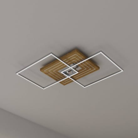 Elobra LED plafondlamp Inka L, lengte 75 cm, licht hout, dimbaar