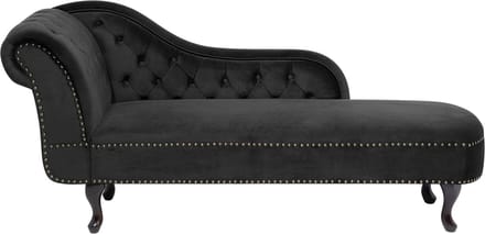 BELIANI NIMES - Chaise longue - Zwart - Linkerzijde - Fluweel