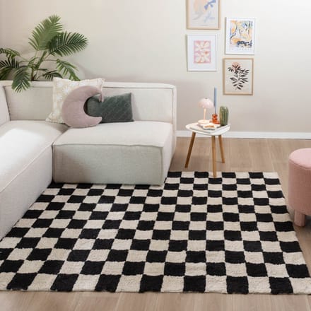 Fraai Retro vloerkleed - Gambit Zwart/Wit - 120x170cm