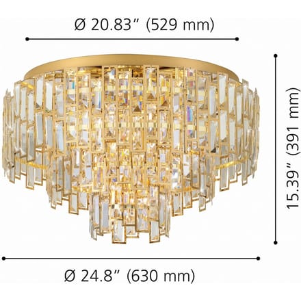 Stars of Light plafondlamp Calmeilles messing Ø 63 cm glas
