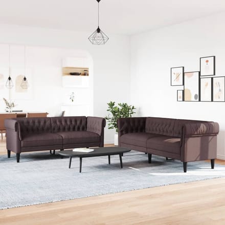 vidaXL - 2-delige - Loungeset - stof - donkerbruin