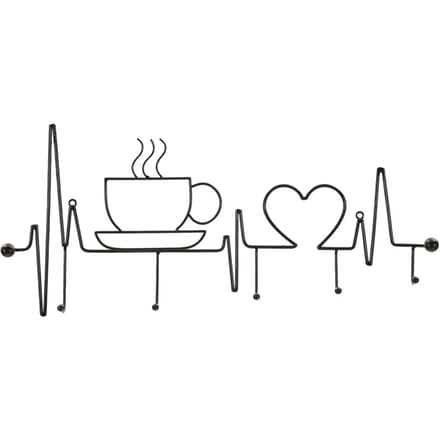 Kapstok Breakfast Wall Hanger Black 60×3,8×26,7 cm