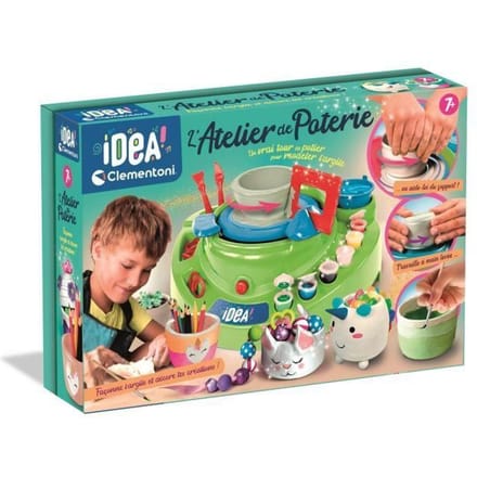 CLEMENTONI - De Pottenbakkerswerkplaats - Elektrische Draaischijf - Vanaf 7 Jaar - Complete Set met Klei, Verf, Vormen