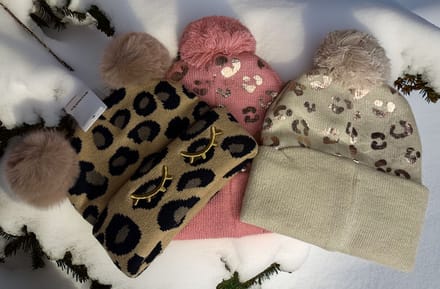 Set van 3 Wintermutsen met Panterprint – Zacht & Warm – Met Pompon