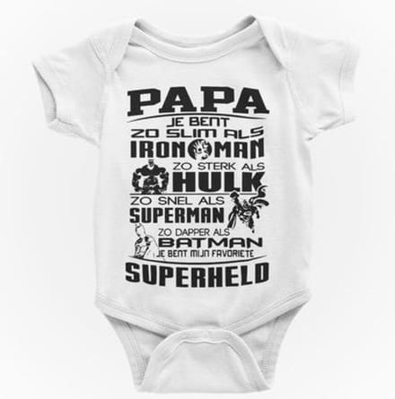 Passie voor Stickers Baby rompertje: Papa superheld  50/56