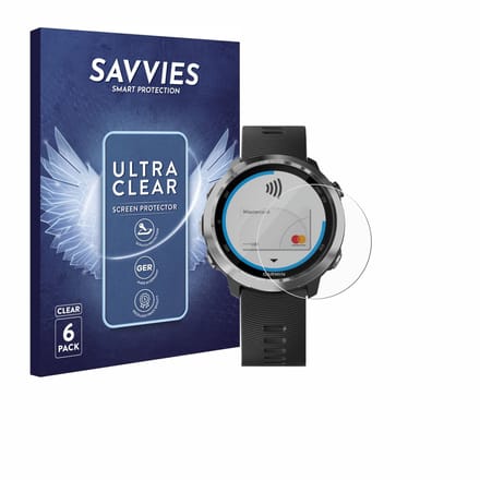 Savvies - Screenprotector voor Garmin Forerunner 645 - Folie Beschermfolie transparant 6 Stuks