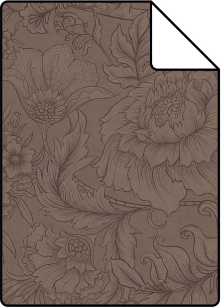 Proefstaal ESTAhome behang bloemmotief bruin - 26.5 x 21 cm - 131853-S