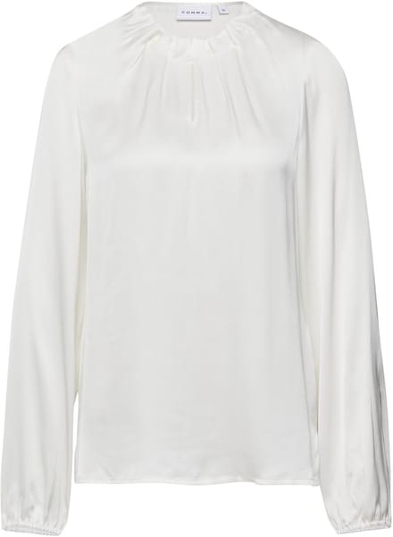 Blouse met lange mouwen in satijnkatoen met gerimpeldeDetails dames COMMA
