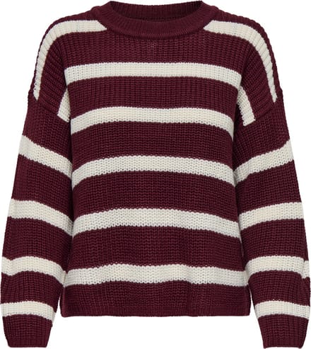 Jacqueline de Yong Trui Jdyjusty L/s Stripe Pullover Knt No 15264902 Cabernet/eggnog Dames Maat - XL
