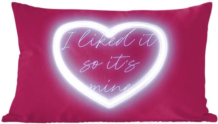 Sierkussens - Kussentjes Woonkamer - 60x40 cm - I liked it so it's mine - Neon hart - Roze
