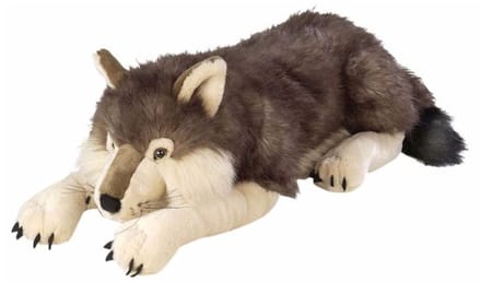 Wild Republic Knuffel wolf - pluche - grijs - 76 cm - knuffeldier