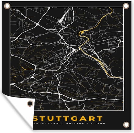 Tuindoek Stuttgart - Goud - Plattegrond - Kaart - Stadskaart - Duitsland - 100x100 cm