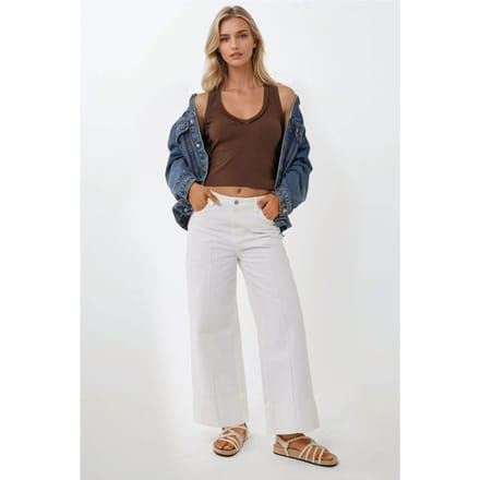 Stiksel Detail Textuur V-hals Mouwloos Slank Fit Top
