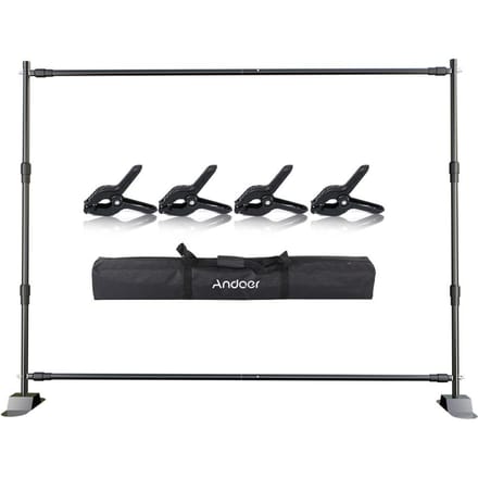 Andoer 2,4 * 3 meter / 7,9 * 10ft studiofotografie achtergrondondersteuningssysteem aluminiumlegering 2.4 x 3 Meters black