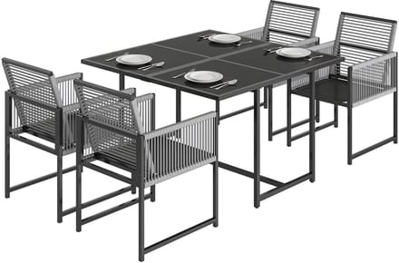 Outsunny Patio eetset-Staal, Netstof-120L x 120B x 72H cm-Lichtgrijs