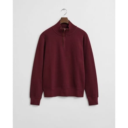 Gant Trui Sacker Rib Half Zip Subtle Tone-on-Tone Logo Embroidery Winter Wine / male