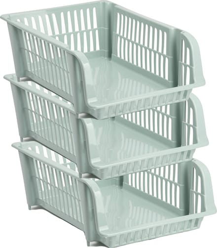 Plasticforte Stapelbare opbergmand - 3x - Mintgroen - 20L - kunststof - 43 x 32 x 16 cm