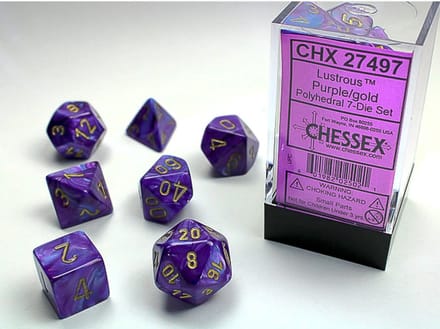 Chessex glanzend paars/goud polydice Dobbelsteenset (7 stuks)