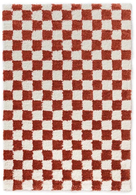Checkerboard vloerkleed - Check ivoor/koraal 80x150
