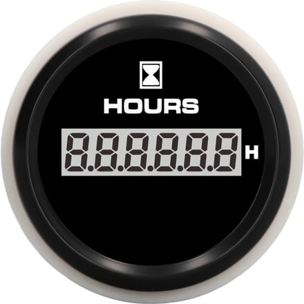 52 mm digitale urenteller 0-99999,9 uur, zwarte wijzerplaat, 7 kleuren achtergrondverlichting, IP67 waterdicht, DC 9-32V voor scheepvaart white