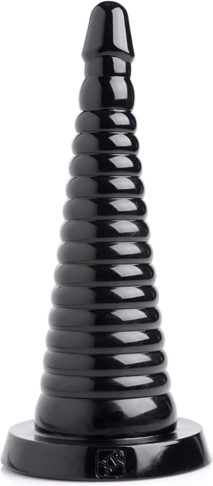 XR Brands AF608 - Giant Ribbed Anal Cone - Black