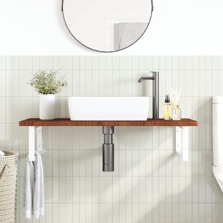 vidaXL - Badkamer - wandschap - staal - en - massief - eikenhout