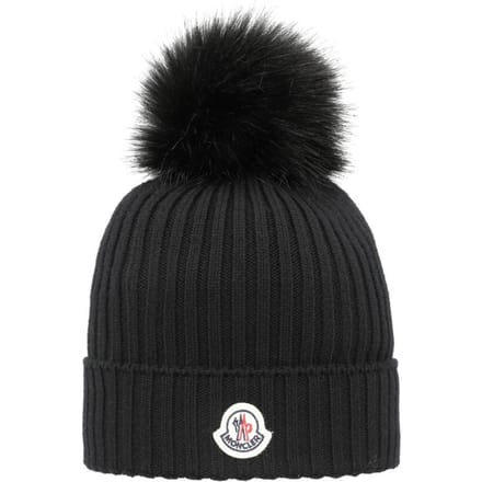 Moncler Pom Pom Muts Logo Patch 3b00007 M1131 999 3B00007 M1131 999 (M) black