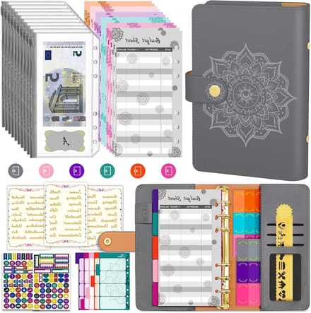 Budget Binder A6 - Efficiënte Budget Planner met Geldvakken, Labeling en Organisatie in Mystical Grey