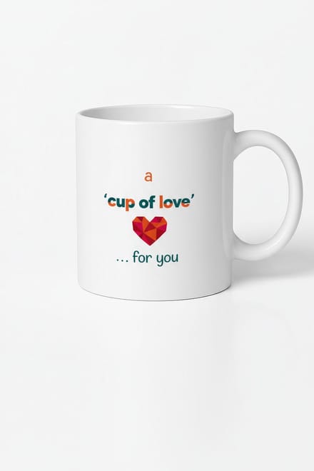 Keramische Mok 'A Cup of Love' met Polygonaal Hart - Liefdevol Cadeau