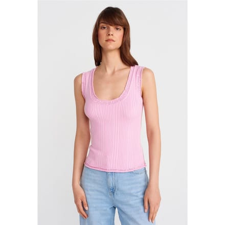 Geribbelde Mouwloze Cami Blouse