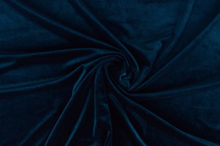35 meter stretch fluweel - Petrol - 93% polyester - 7% elastaan
