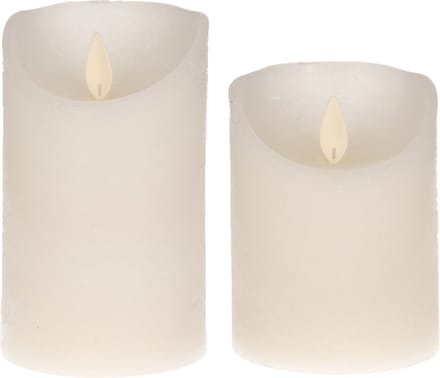 LED kaarsen/stompkaarsen - set 2x - wit - H10 en H12,5 cm - bewegende vlam