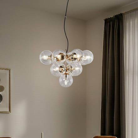 Domiluce Hanglamp Zumba, goud/helder, 13-vlammig, glas