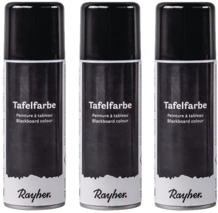 Rayher Krijtbord verf spray - 3x - zwart - 200 ml - schoolbordverf