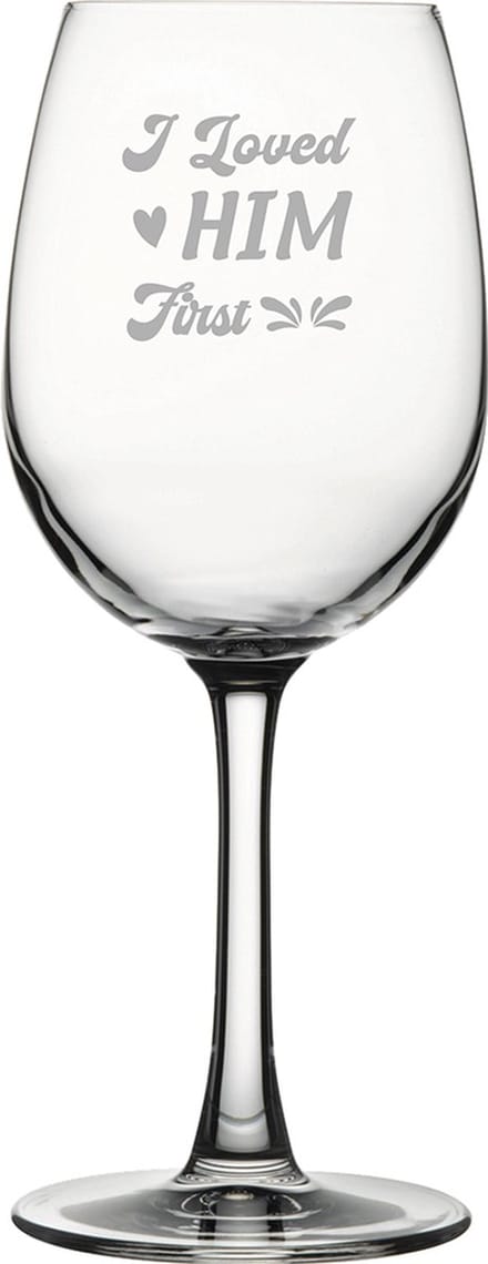 Gegraveerde witte wijnglas 36cl I loved him first