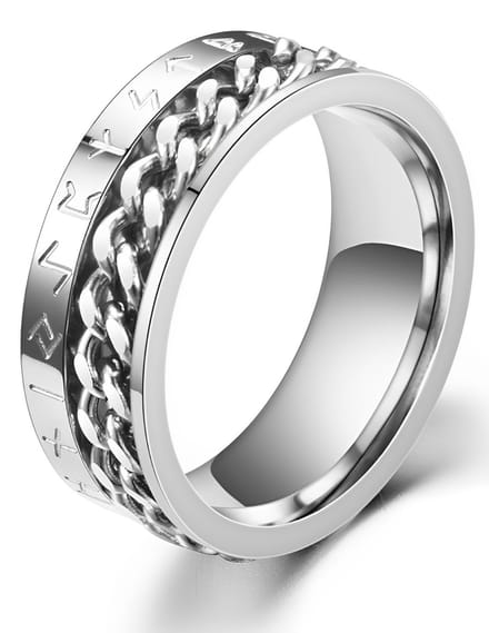Spinner ring heren rvs - Ring man viking runen staal- Mauro Vinci - Met geschenkverpakking - maat 9