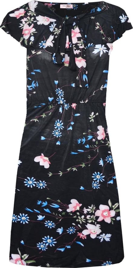 Dames jurk gebloemd polyester zwart one size 38 t/m 42