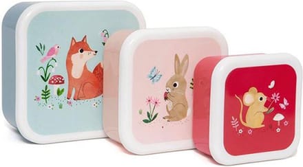 Petit Monkey snackbox set woodland blue 12 x 12 cm